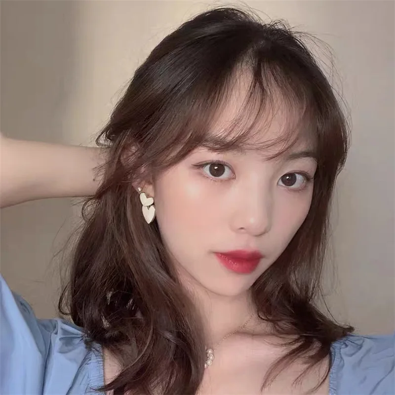 S925 Серебряная игла Южная Корея Темперамент Белые серьги-гвоздики в форме сердца