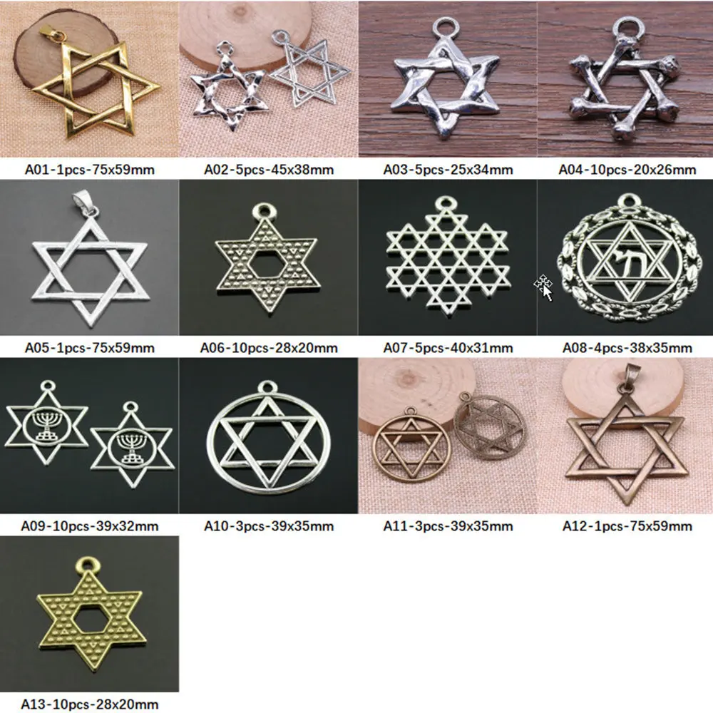 

New Arrival Six-pointed Star Amulet Charms For Jewelry Making Gifts For Women