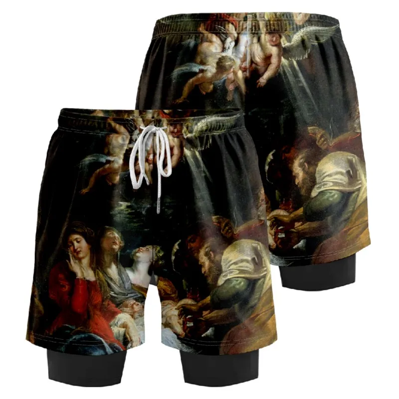 Шорты мужские с 3D принтом спортивные короткие баскетбольные штаны Спортивная