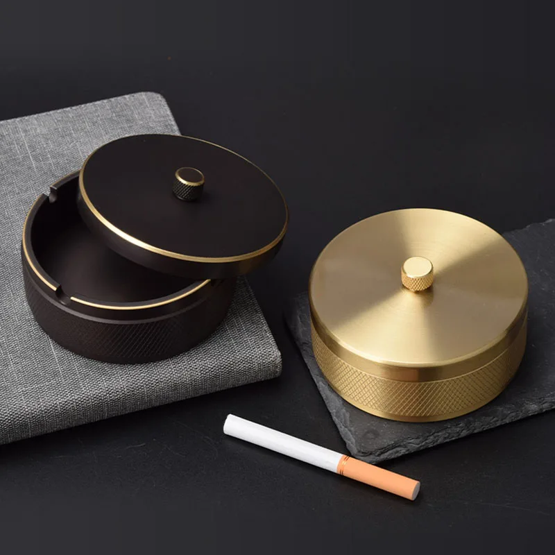 Пепельница из чистой меди портативная пепельница для сигар сигарет с крышкой