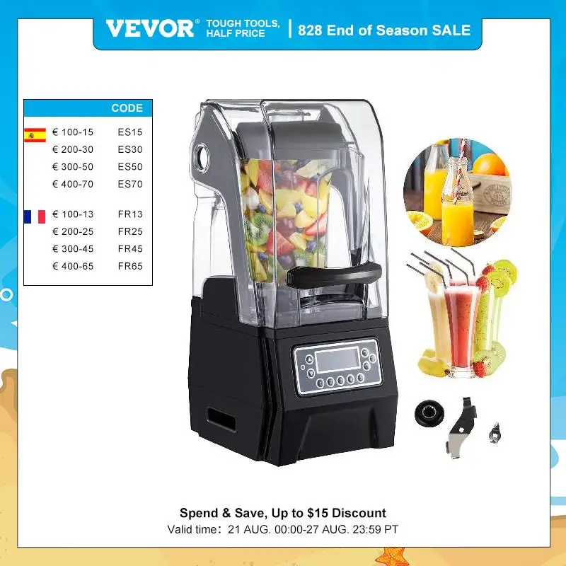 Countertop Silent Sound Shield Juicer Fruit Processor Crusher For Kitchen