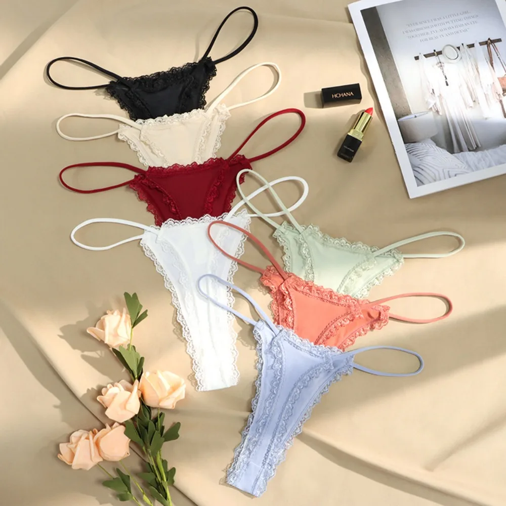 

Sports Thin Lace Breathable Traceless Women's Underwear Low Waist Cotton Crotch Bow Panties Seamless Briefs