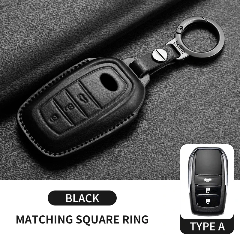 

Кожаный чехол для дистанционного ключа автомобиля для Toyota RAV4 Crown Hilux Fortuner Camry Land Cruiser Prado Protect Shell Fob Keychain