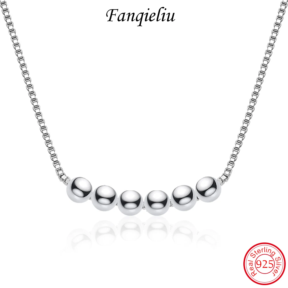 

Fanqieliu Six Beads Pendant Real 925 Sterling Silver Necklace For Women New Gift Jewelry 40cm Box Chain With Extend FQL22039