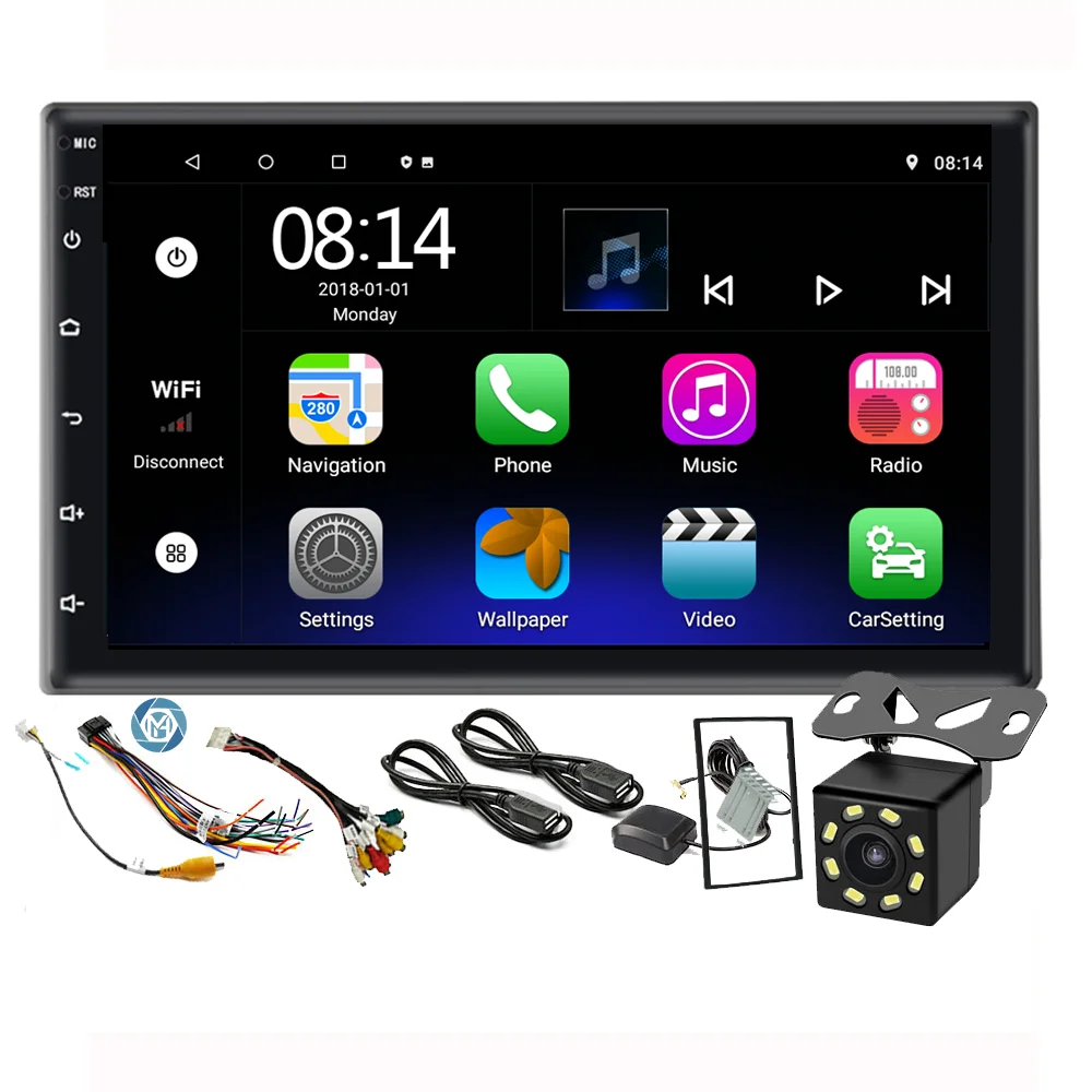 

7inch Android Car Player Cheaper 2 DIN With Rear Review Camera Navigation GPS Map Car Stereo Radio Multimedia Video DVD Player