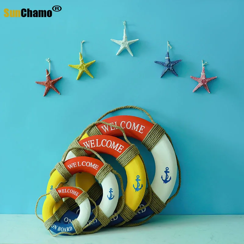 

30-50cm Welcome Aboard Nautical Life Lifebuoy Ring Boat Wall Hanging Mediterranean Style Bar Window Background Home Decor