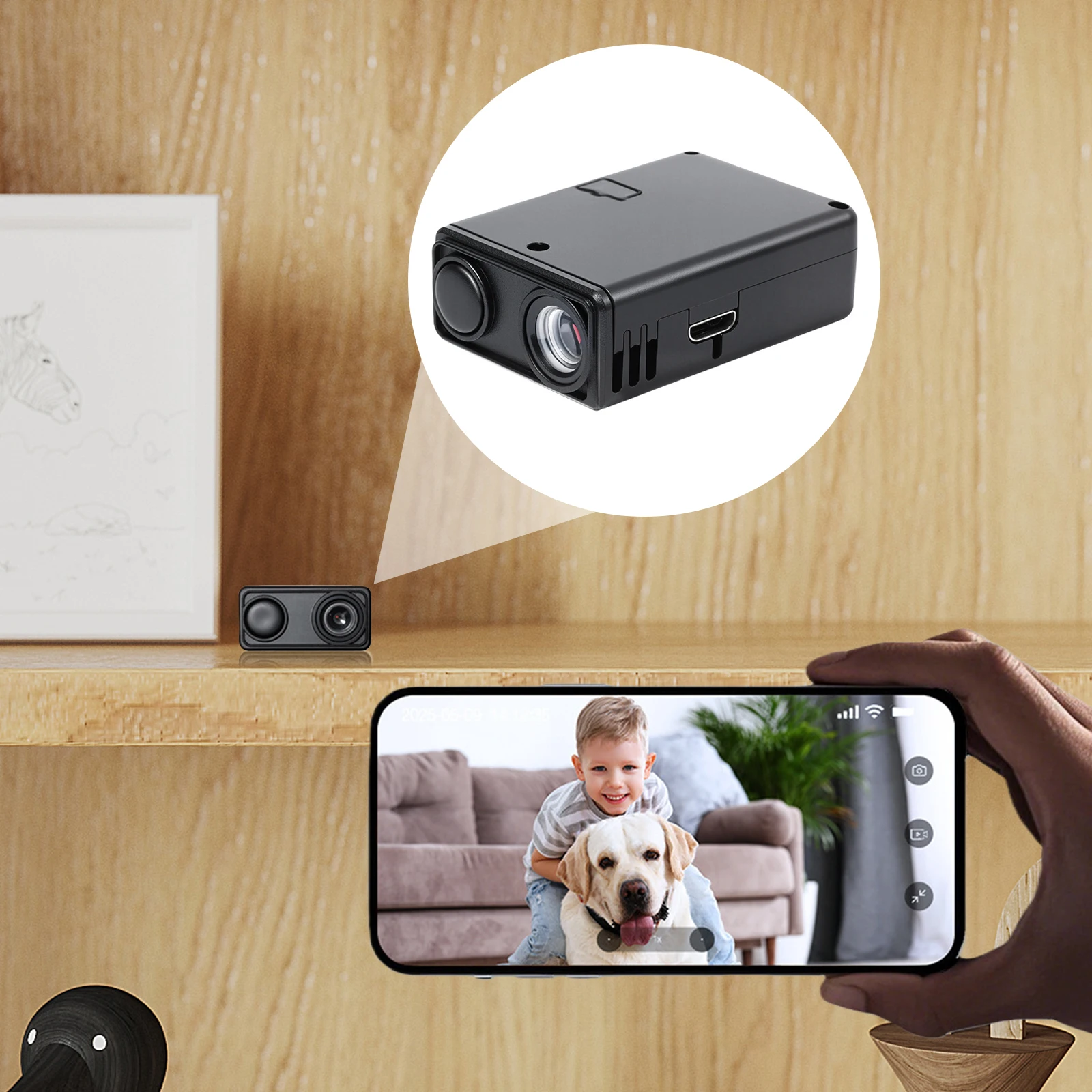 Фото Мини-камера для домашнего видеонаблюдения 4K WiFi с SD-картой 8 ГБ, функцией обнаружения движения и удаленным просмотром №4