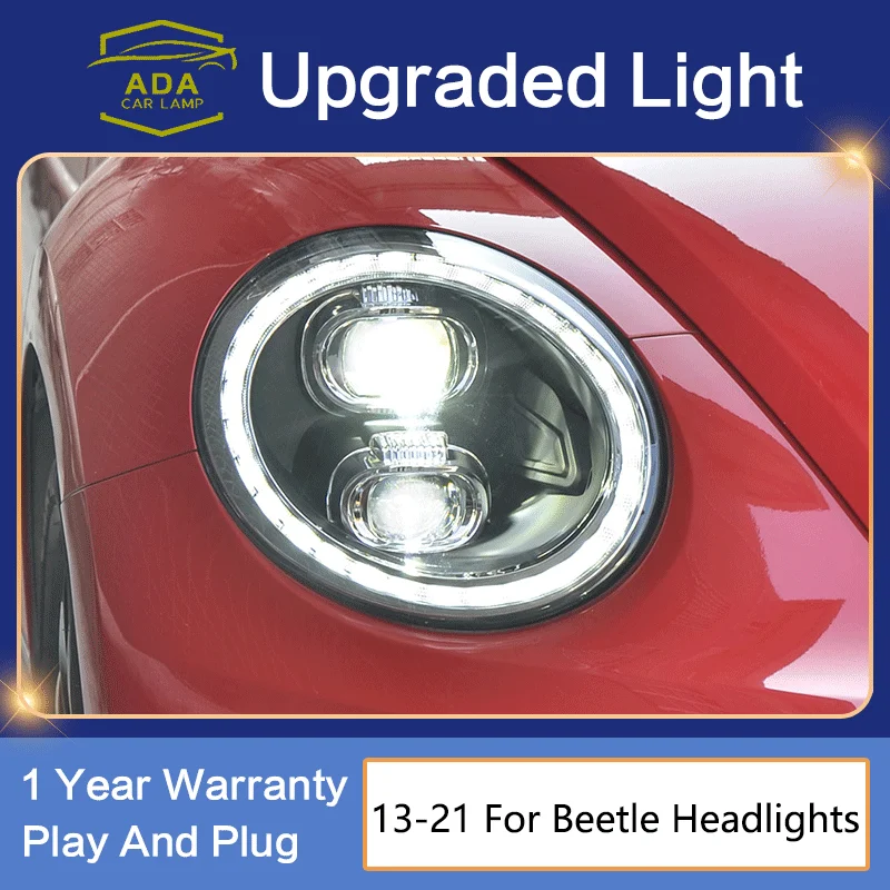 

Car Accessory Headlamp For VW Beetle 2013-2021 Headlights Fog Lights Day Running DRL FULL LED Blue Start Animation Lamp