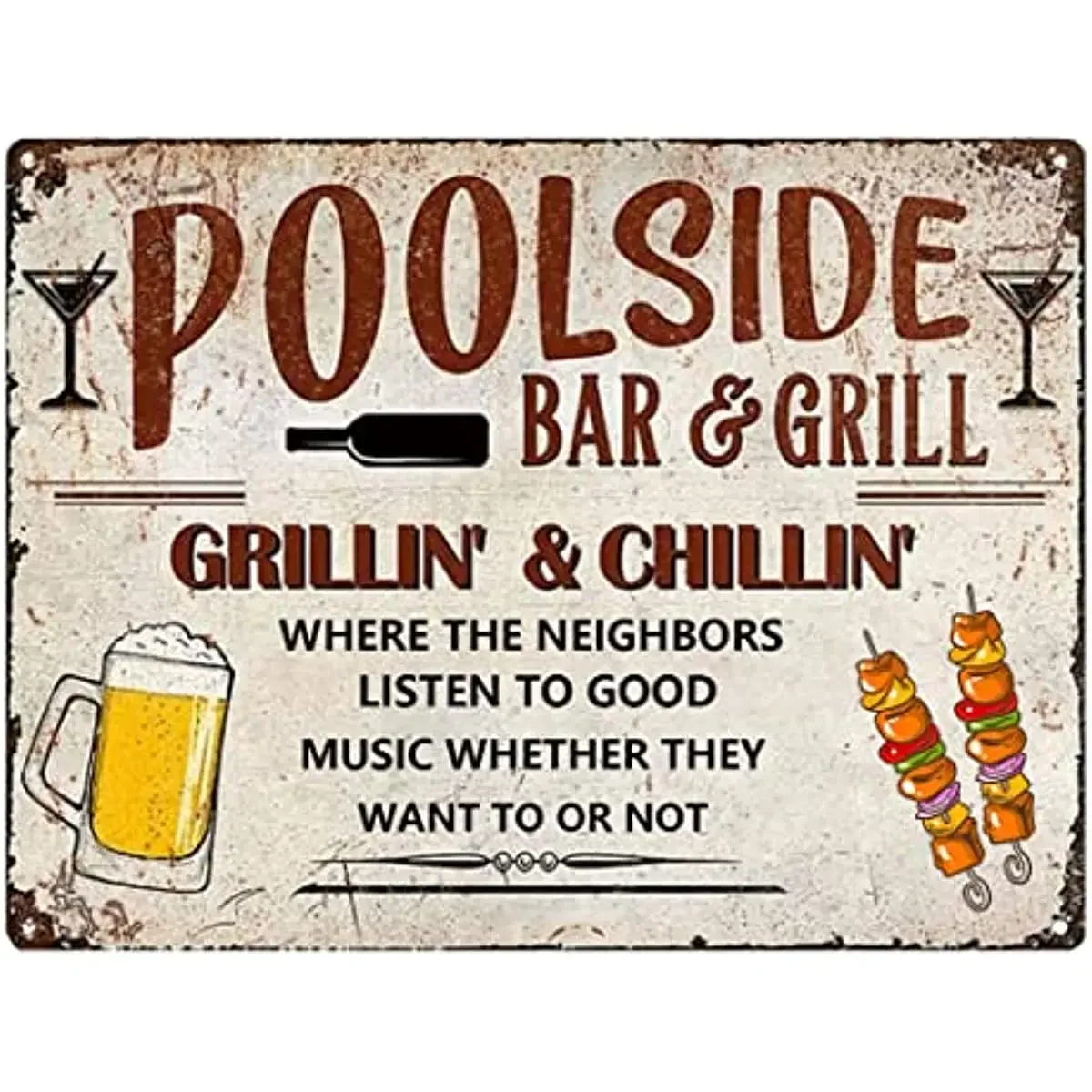 

Welcome to our Poolside, Bar & Grill - Summer Atmosphere Home Decor Signs - Pool Party, Birthday Gifts - Fun Gifts for Family