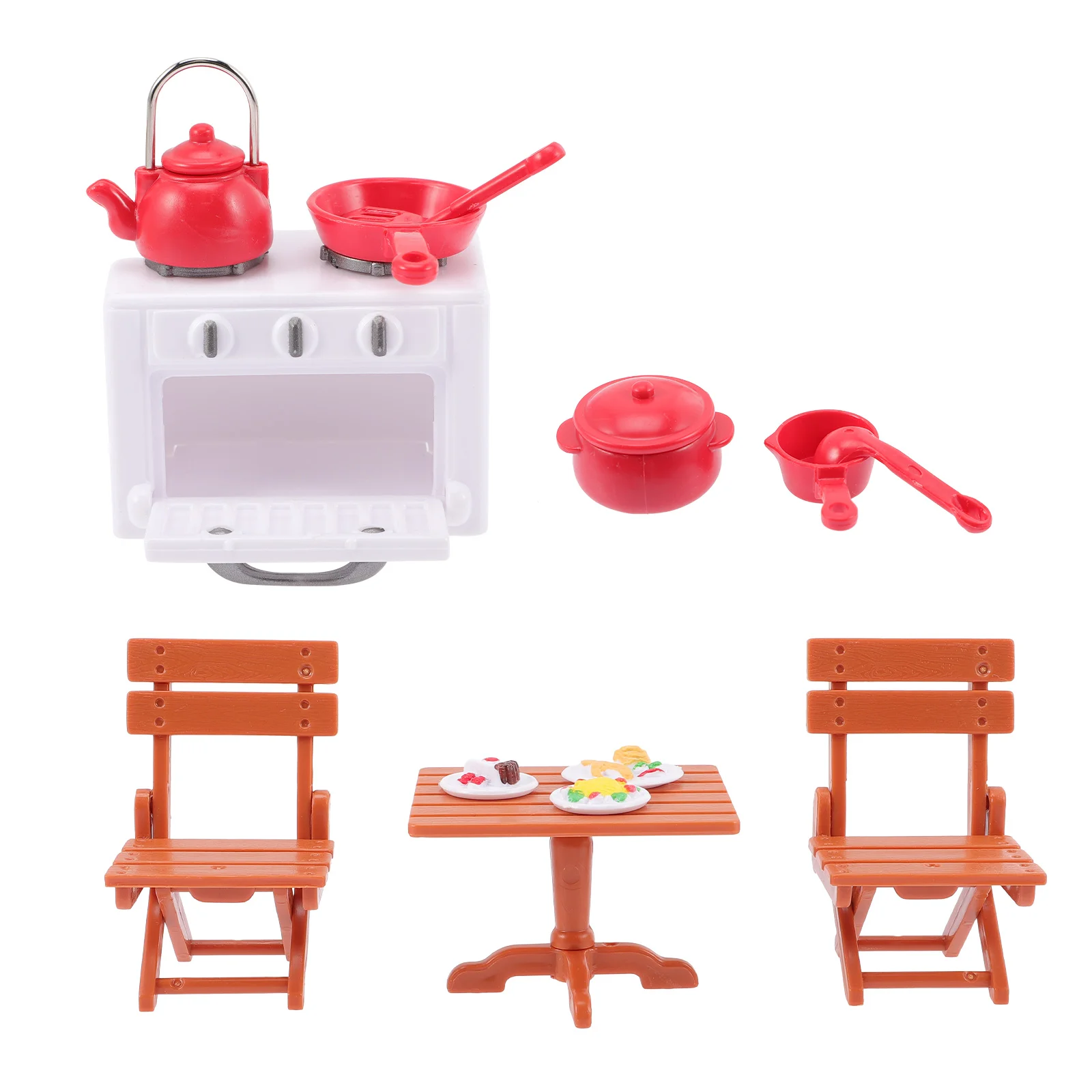 

Kitchen Miniature Play Cooking Furniture Set Accessories Cookware Table Chairpretendmini Picnic Ornaments Pan Frying Supplies 12
