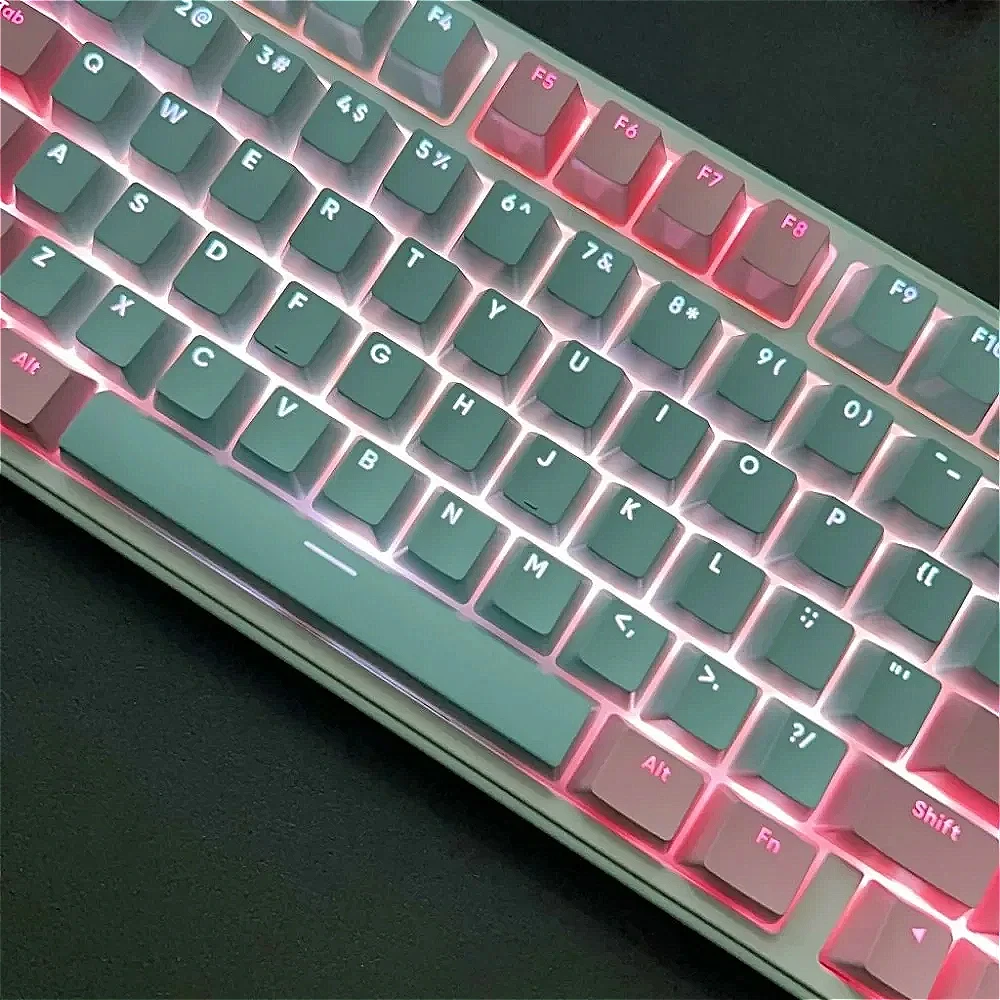 117 розово-синие прозрачные колпачки для клавиш из ПБТ с фронтальной печатью форма