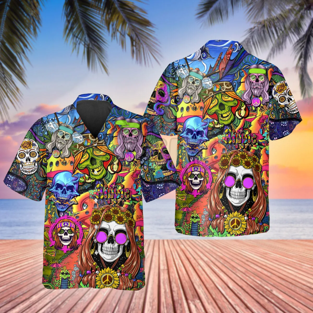 Colorful Diamond Skull 3D All Over Printed Hawaiian Shirt Men's For Women's Harajuku Casual Shirt Unisex