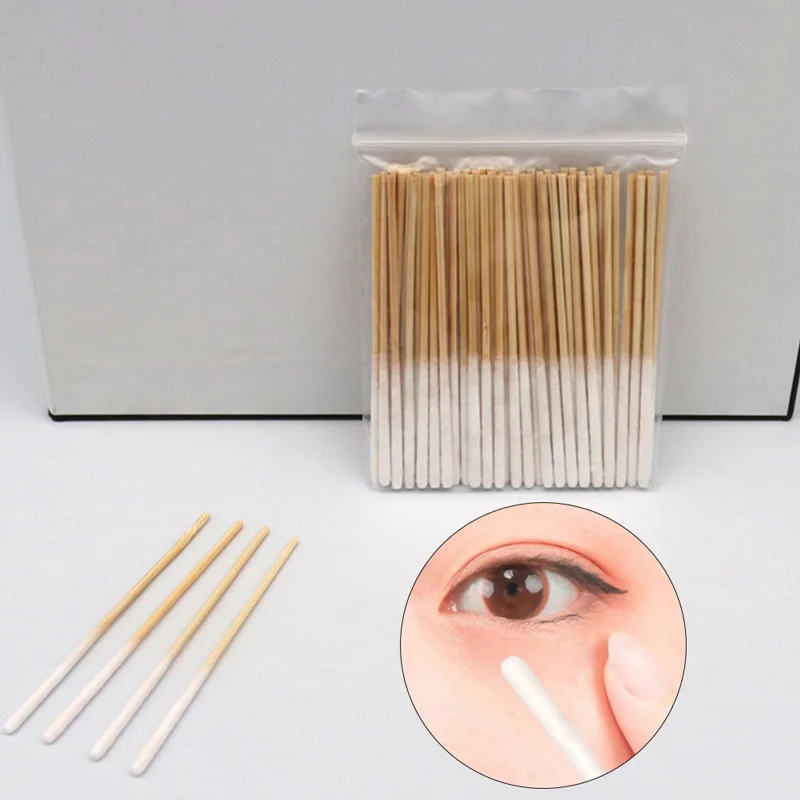 

30/60pcs Disposable Ultra-small Cotton Swab Brush Lint Free Micro Brushes Wood Cotton Eyelash Extension Glue Removing Tools