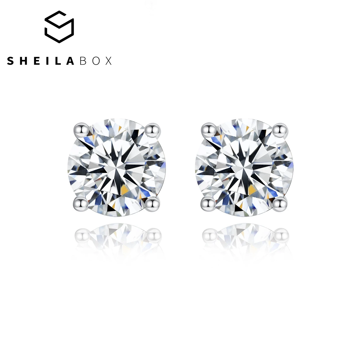 

Серебряные серьги Sheilabox, 1 карат, бриллиантовые серьги-гвоздики с муассанитом, классические блестящие свадебные украшения для девочек