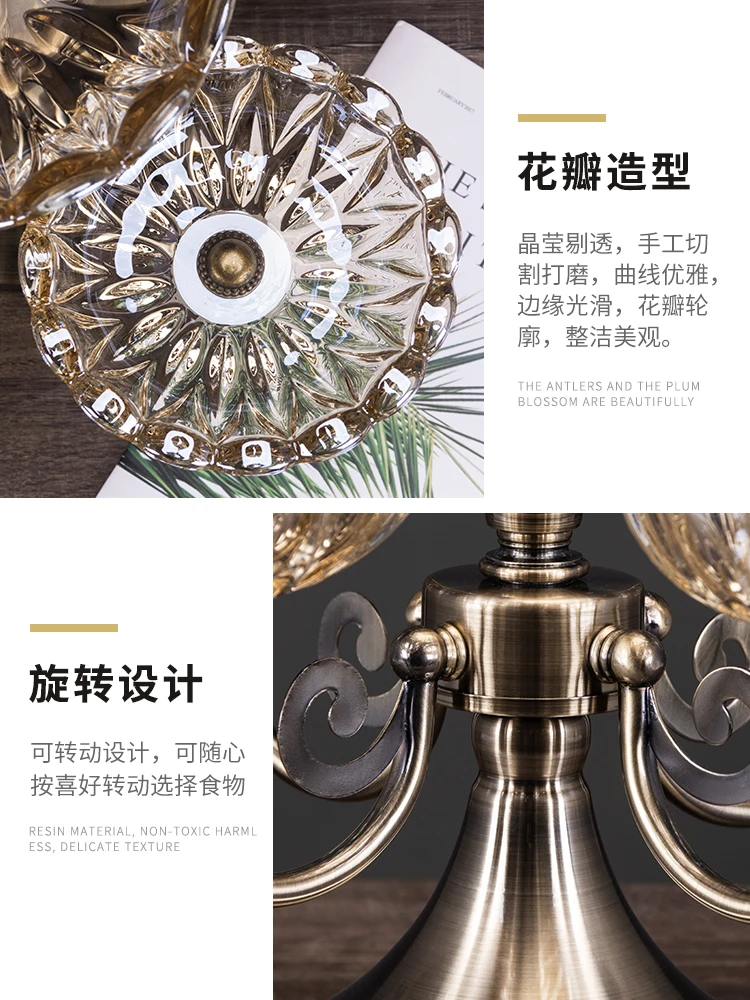 High-Grade Glass Double Layer Rotating Fruit Plate Creative Modern Living Room Coffee Table Household Light Luxury |