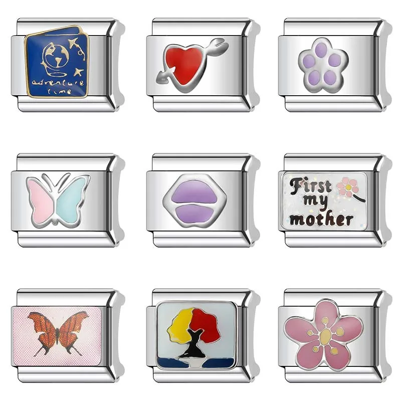 Memnon модный женский подарок бабочка цветок сердце подвески итальянские звенья