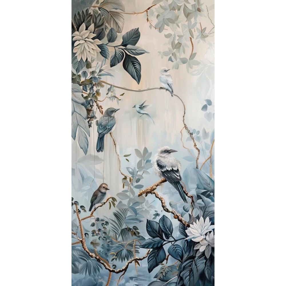 

Картина на холсте RELIABLI ART В стиле ретро с изображением синих цветов птиц пейзажей