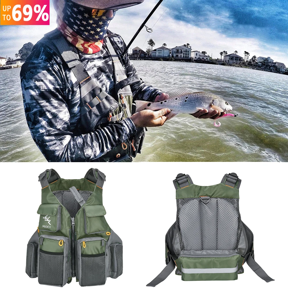 Купи Men Professional Life Safety Jacket Buoyancy Suit Portable Fishing Vests Multi-Pockets Waterproof Sea Fishing Adjustable Vest за 763 рублей в магазине AliExpress