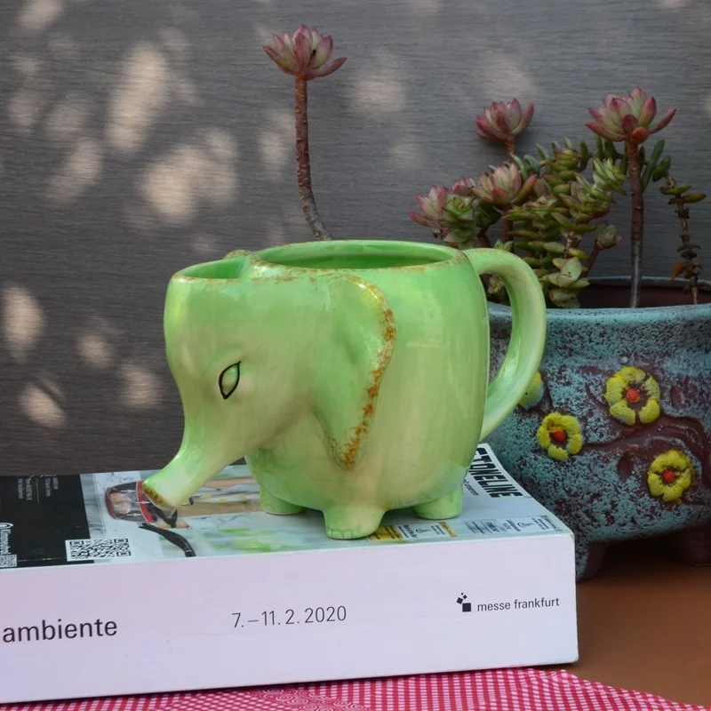 Креативная керамическая кружка в стиле ретро под старину виде слона Мультяшные