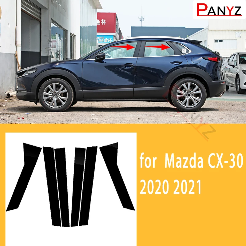 

For Mazda CX-30 2020 2021 6PCS Polished Pillar Posts Car Window Trim Cover BC Column Sticker Chromium Styling