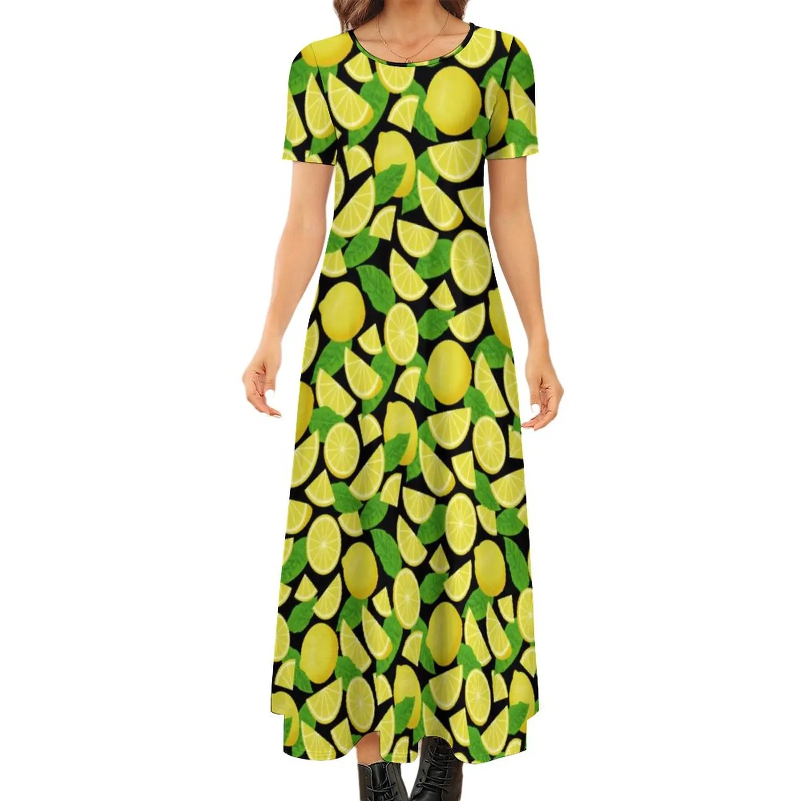 

Женское длинное платье в стиле бохо, с зелеными листьями