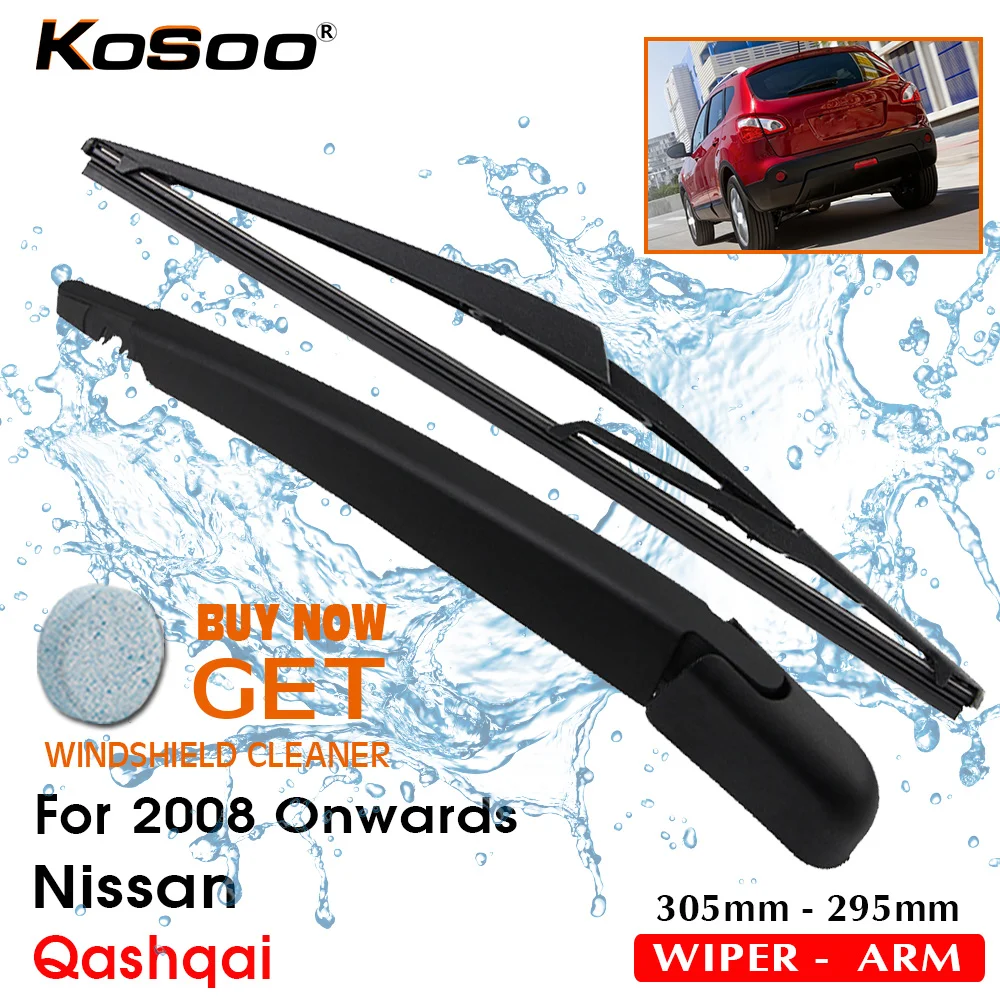

KOSOO Авто Задние лезвия для Nissan Qashqai,305 мм 2008 года задние оконные стеклоочиститель лезвия рычаг, автомобильные Стайлинг Аксессуары