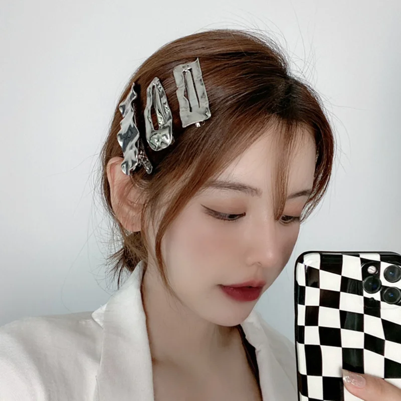 Серебряные волнистые заколки для волос выпуклая металлическая шпилька