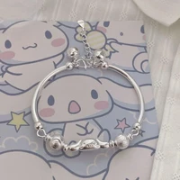 anime melody kuromi big ear dog cinnamoroll 925 silver plated bell hello kitty bracelet gifts