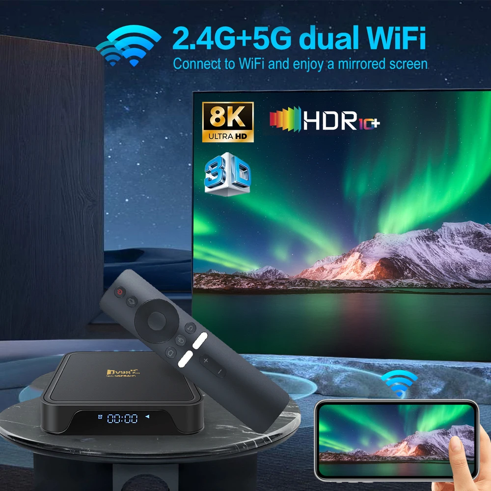 TV98 Pro TV Box Android 14 Allwinner H313 Четырехъядерный процессор 8K Видео 4K Dual Wi-Fi BT5.0 Голосовой