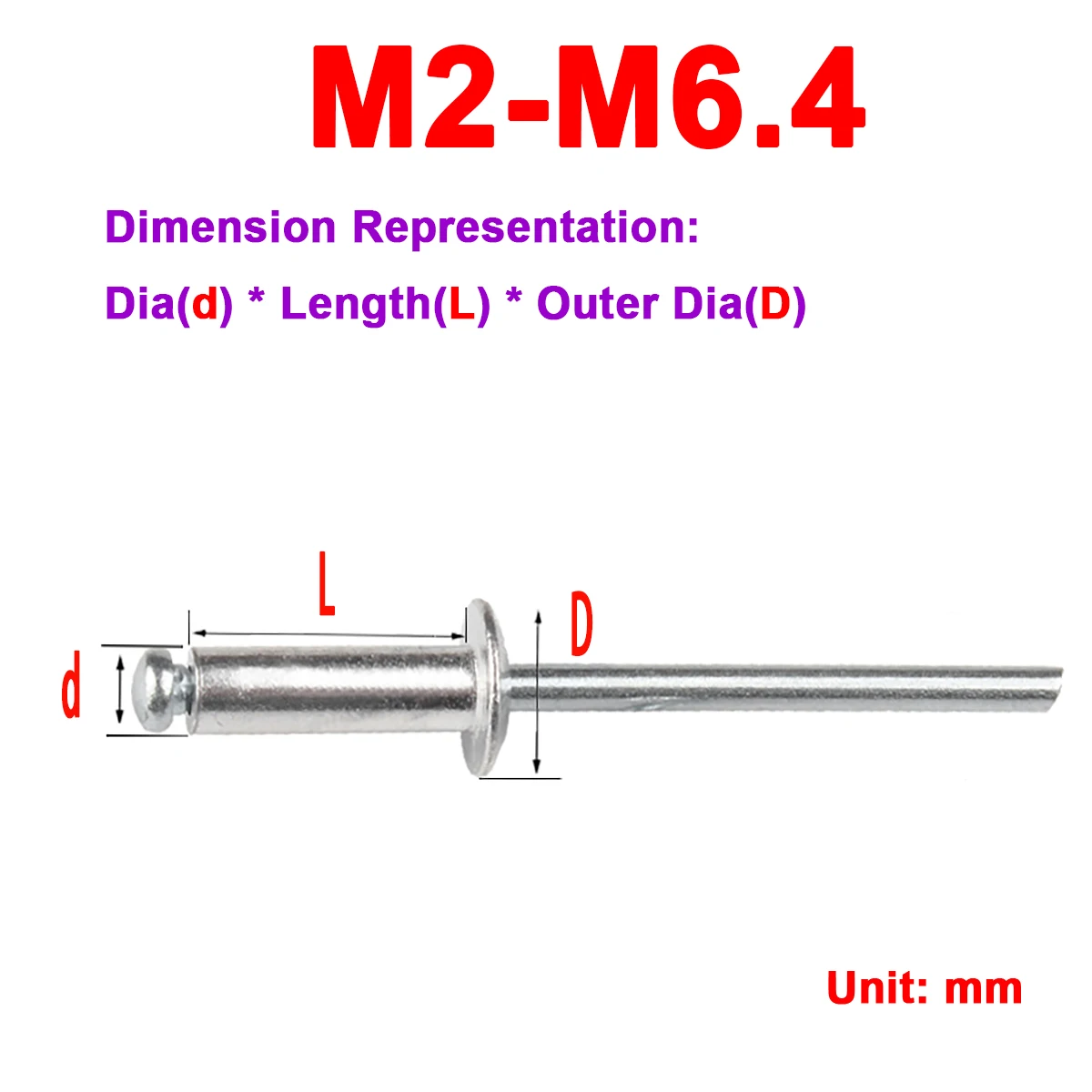

Black Aluminum Round Head Open End k-Shaped Core Pulling Rivet M2.4M2.8M3M3.2M3.6M4M5