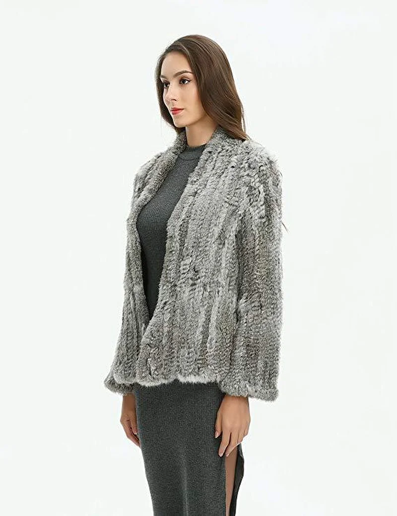 Top Sell Fur New Genuine Rabbit Fur Coat Fashion Women Knit Rabbit Fur Jacket Winter Warm Rabbit Fur Outwear
