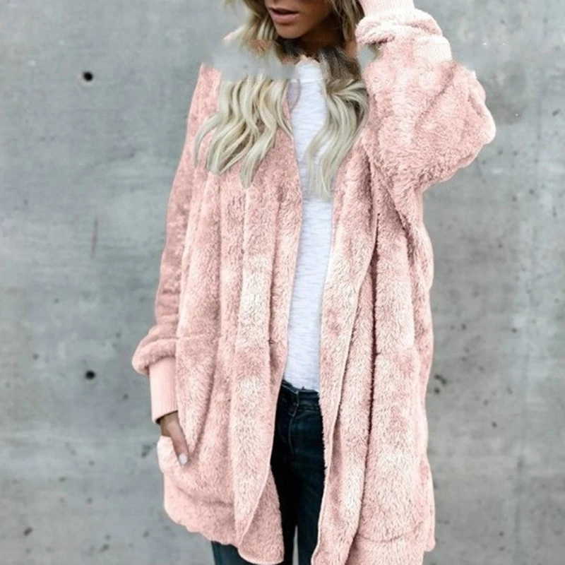 

S-2XL NEW Winter Coat Women Fur Cardigan Jacket Long Sides Both Side Wearing Faur Fur Coat Teddy Coat