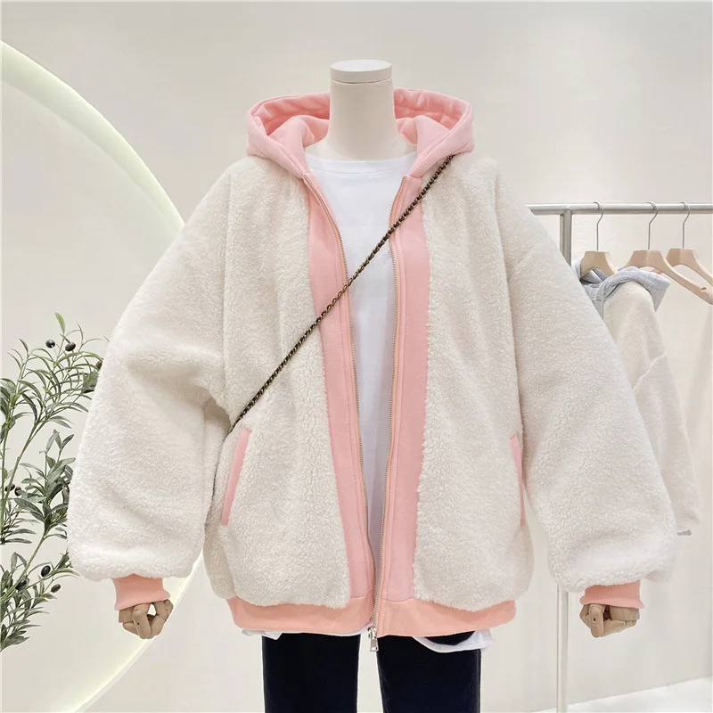 

Children's Clothing for Kids Girls Lambswool Coats Winter Thicken Warm Hoodies Loose Sweatshirt 12 14 Years Teens Girl Outerwear