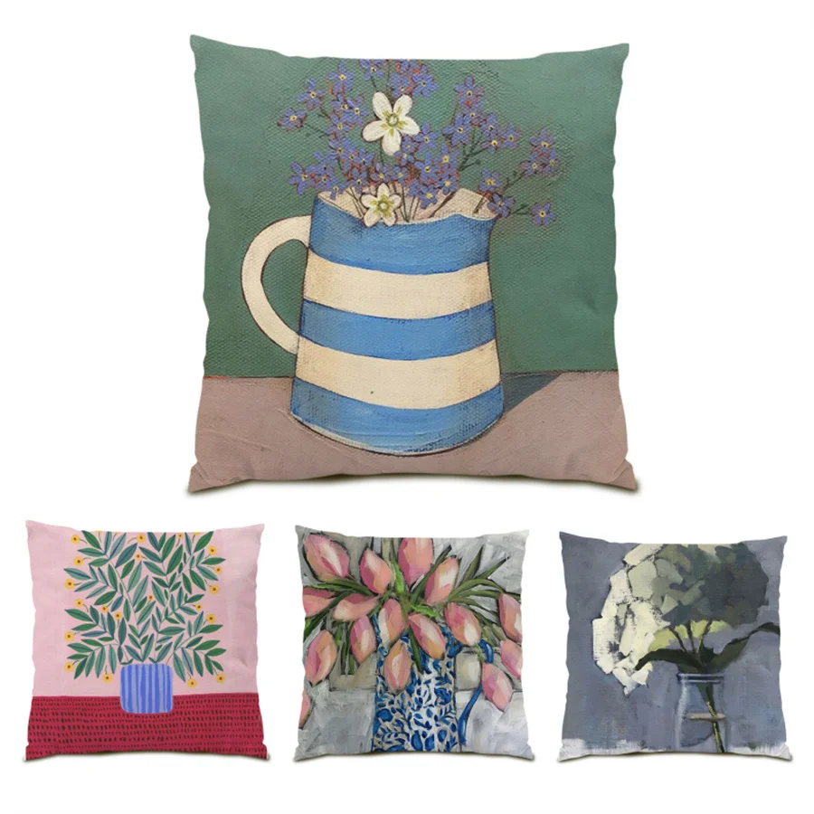 

Pillowcase Flower Decoration Home Decor Velvet Living Room Decoration Soft Ornamental Pillows Living Room Polyester Linen E0482