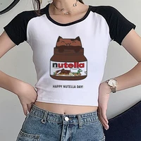 women t shirt lovely nutella printed t shirts harajuku cartoon shirts female short sleeve cartoon top tees funny y2k tshirt girl