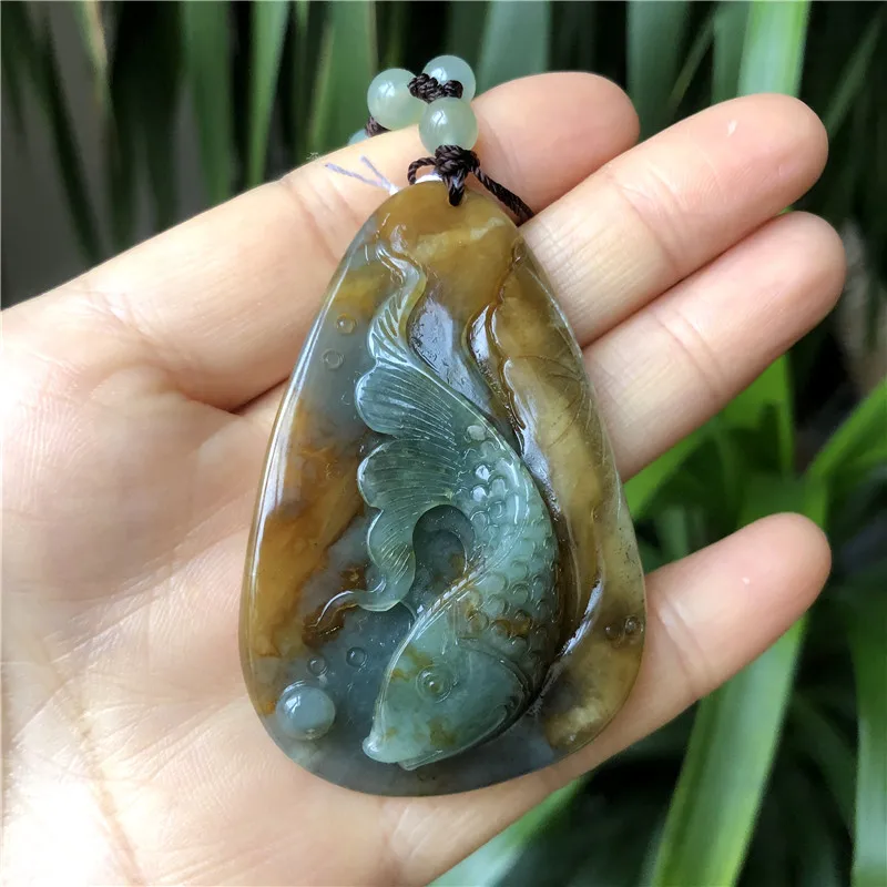 

Natural xiuyu jade A HandCarved jade fish jade pendant jadeite jade jewelry jade necklaces jewelry jade necklace