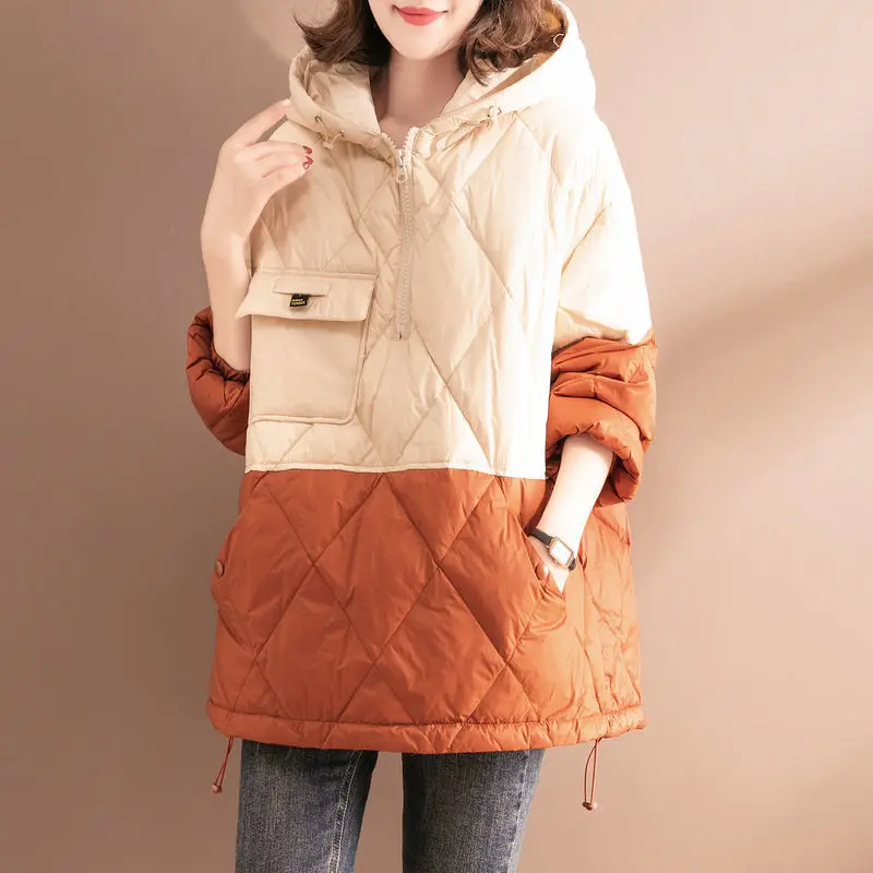 Womens Hooded Padded Jacket Autumn Winter Warmth Parka Jacket Coat Free Shipping Pullover Wholesale Plus Size Loose Leisure New