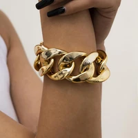 womens fashion punk exaggerated ccb geometric hollow out coarse chain single layer bracelet wholesale