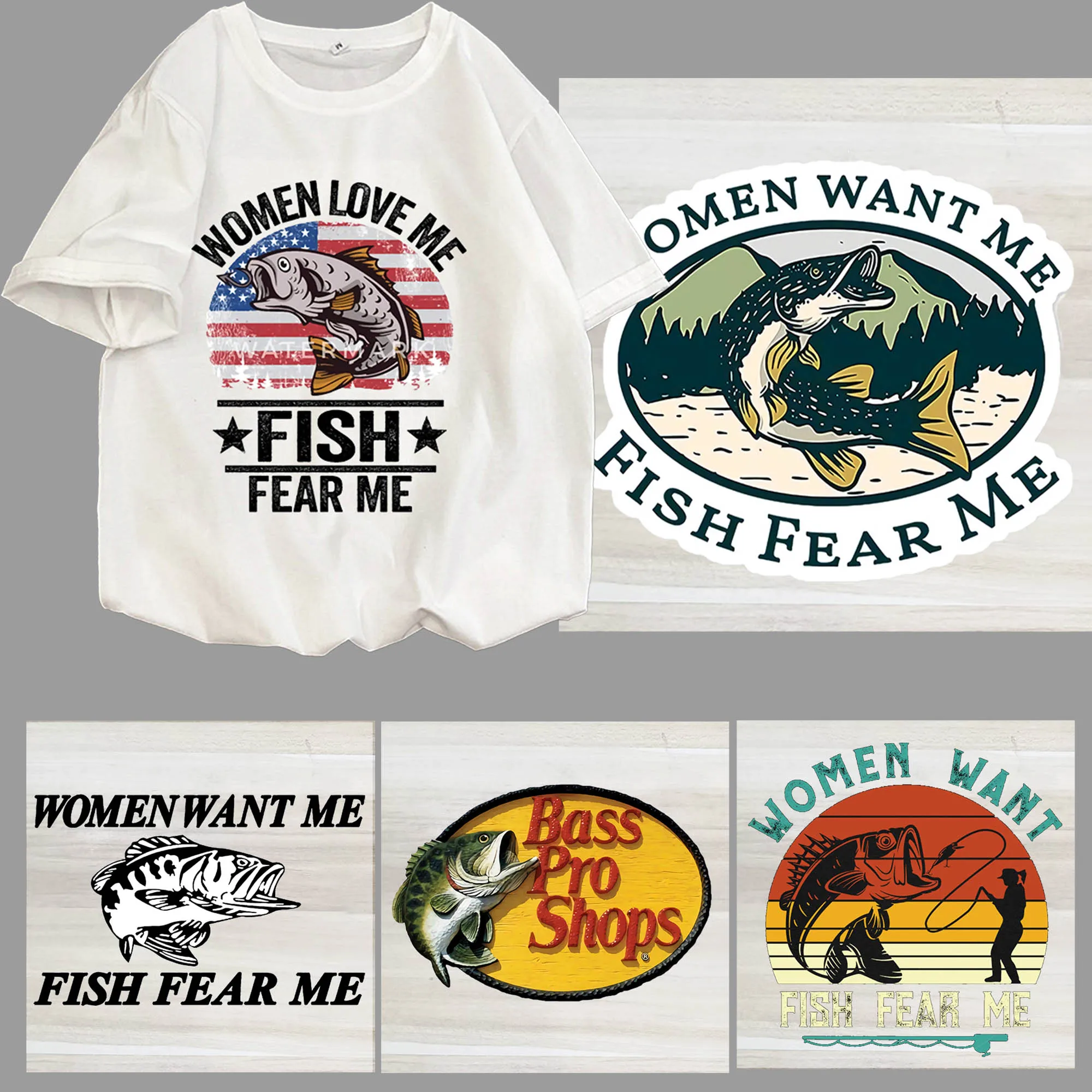 

women love me fish fear me Patches for Clothing DIY Clothes Cosplay Appliques Clothes Iron Stickers Thermal Transfer