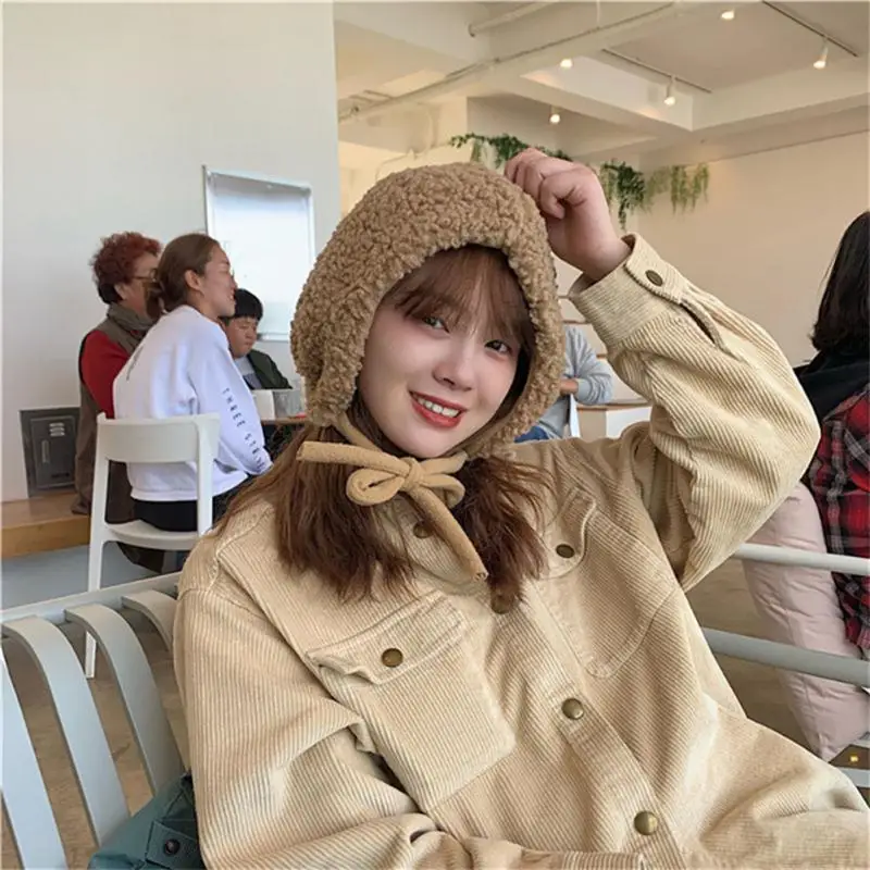 Женская Балаклава с медведем для девочек вязаный шарф шапка уличная зимняя