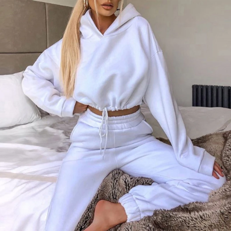 Модный уличный Новый однотонный Укороченный свитшот на шнуровке спортивный