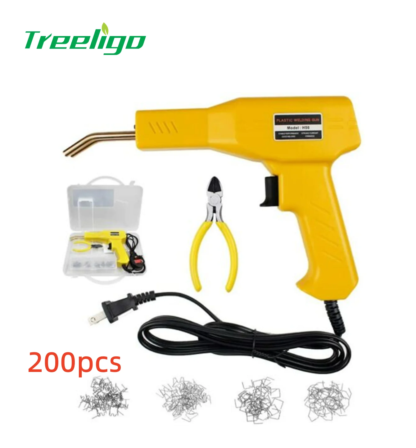 Treeligo Plastic Repair System Hot Stapler Kit Welding Machine Car Bumper Fender Fairing Repair Welder Gun with 200 Staplers