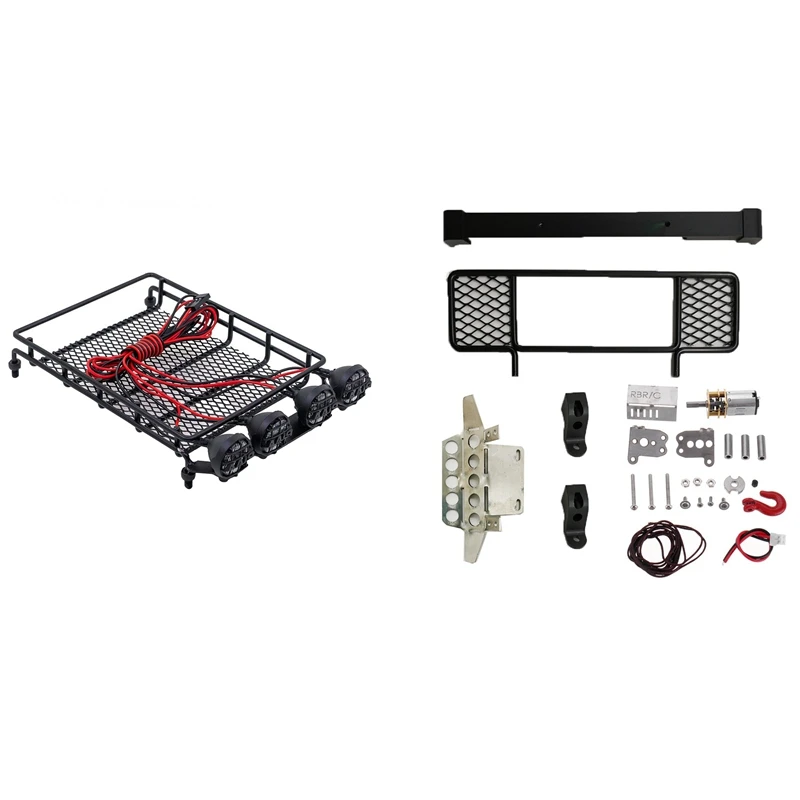 

Металлическая защитная Бортовая лебедка переднего бампера с лотком для багажника на крышу, для машинок на радиоуправлении MN D90 D99 MN90 MN99S 1/12