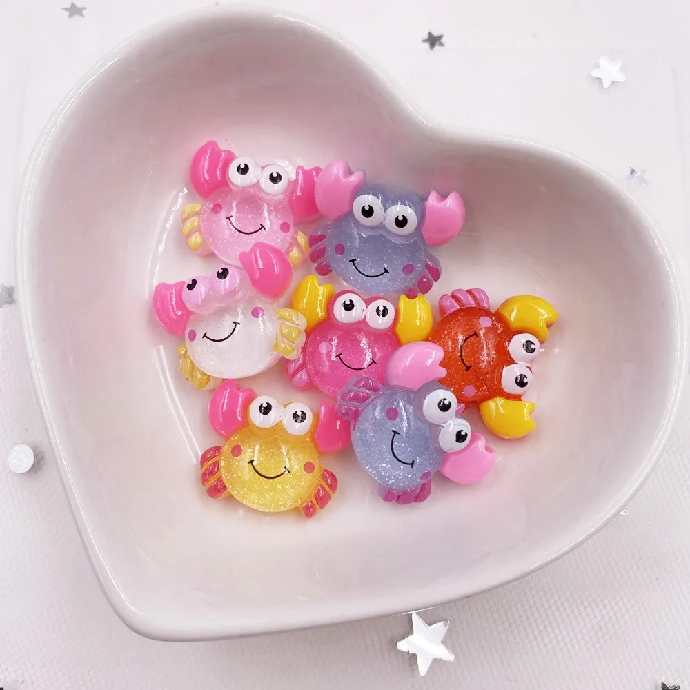 

Resin Glitter Crab Flatback Cabochon Rhinestone Home Applique DIY Scrapbook Craft Figurine Embellishments H53