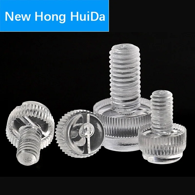 

M3 M4 M5 M6 M8 Plastic Screw Acrylic PC Transparent Hand Tighten Screw Slotted Knurled Plastic Thumb Bolt Hardware Fastaner