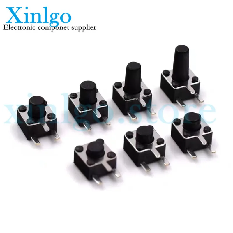 

50pcs Micro Switch 4.5*4.5 3P Button Momentary Tactile Tact Push 3 Pin DIP Rgiht Angle 4.5x4.5x3.8/4.3/4.5/4.8/5/5.5/6/7/8 mm
