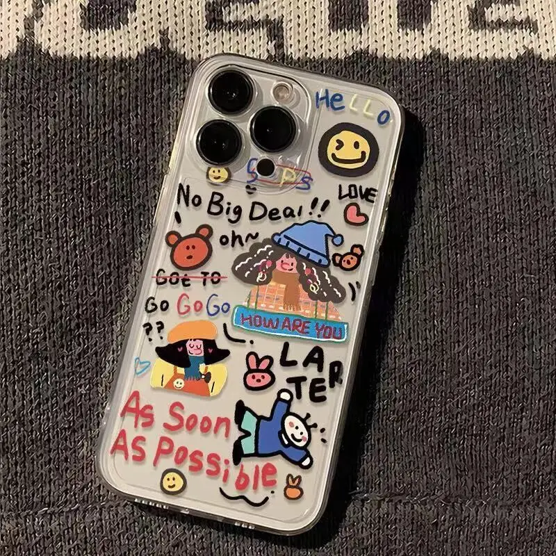 Милый мультяшный мягкий чехол для телефона iphone 15 pro max 14 plus 13 11 12 защитная задняя