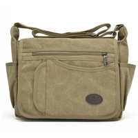 tilorraine men canvas messenger bag outdoor leisure multi pocket crossbody shoulder bag large capacity travel bag