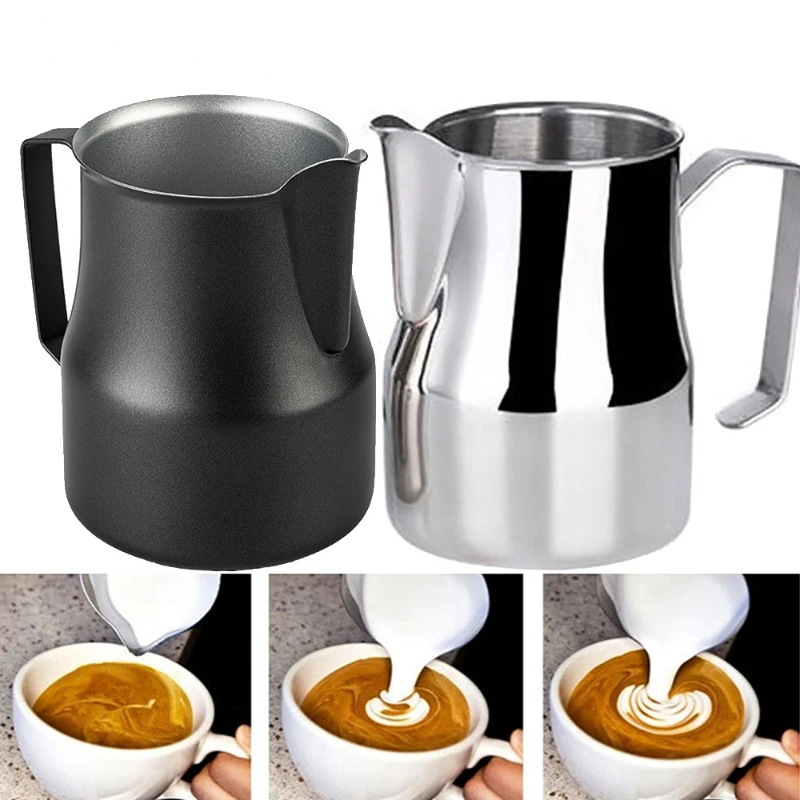 

Stainless Steel Milk Frothing Jug Long Rounded Spout Latte Art Jug Milk Pitcher Frother Professional Barista Milk Steaming Jug