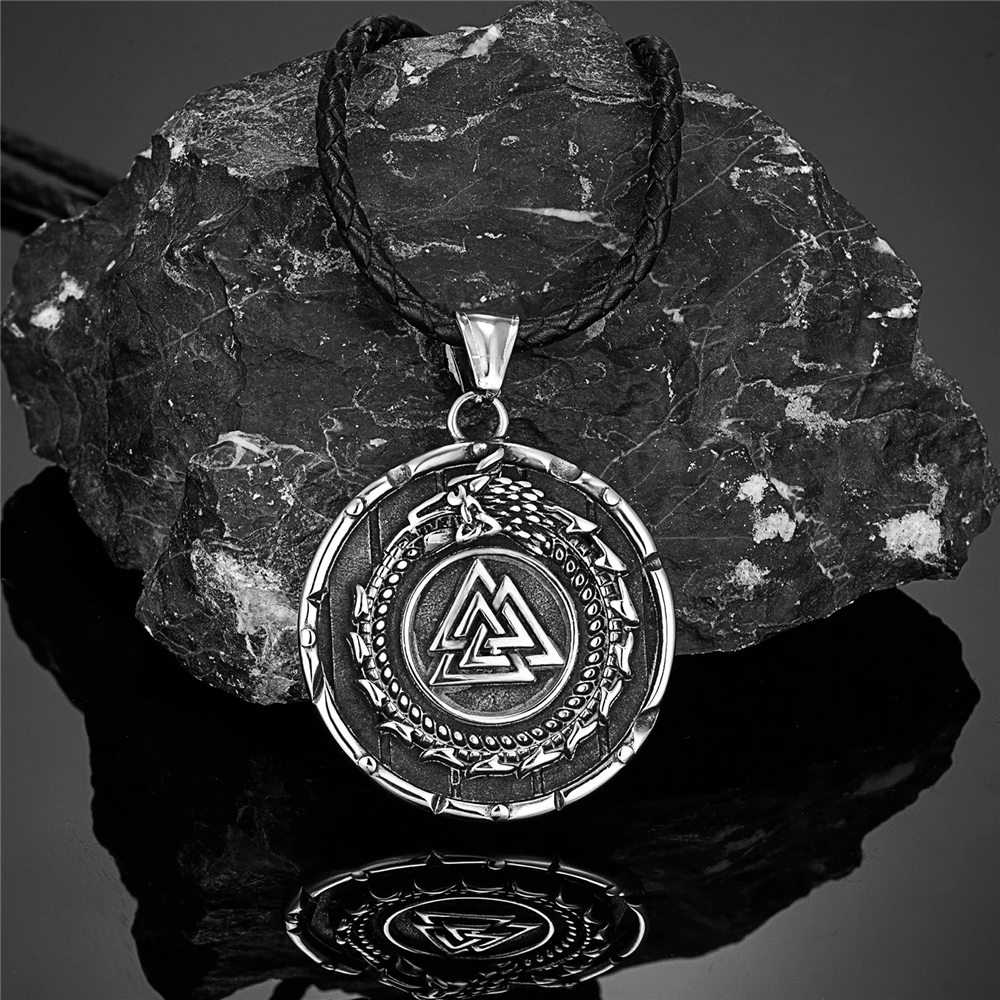 Мужское ожерелье-Дракон Vikings Ouroboros скандинавские Руны из нержавеющей стали